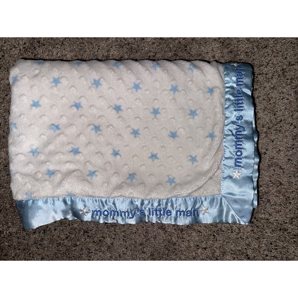 Carter's Just One You Lovey "I Love Mommy"Baby‎ Blanket Blue Stars Minky Satin
